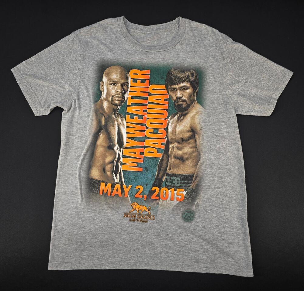Mayweather vs Pacquiao 2015 MGM Grand Las Vegas Boxing T Shirt Mens M Gray